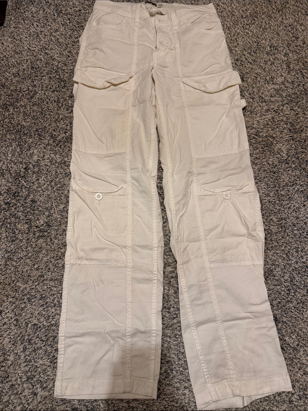 Women's Cream Cargo Pants with Multi-Pocket Utility